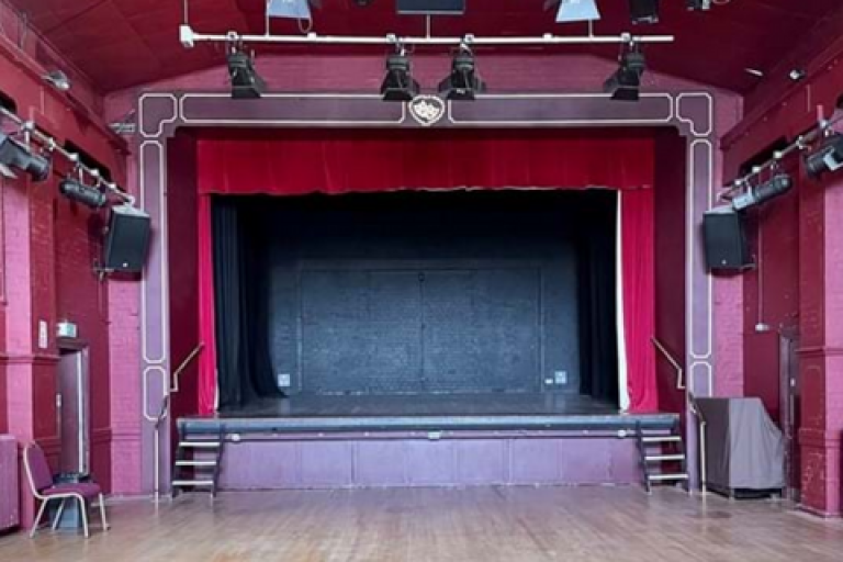 The stage at The Cecil Hepworth Playhouse