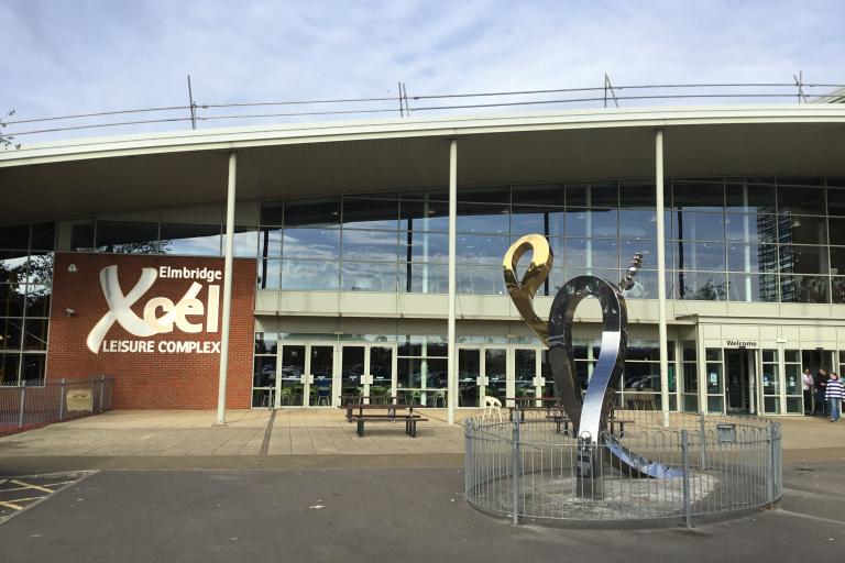 The exterior and entrance of the Xcel Leisure Centre.